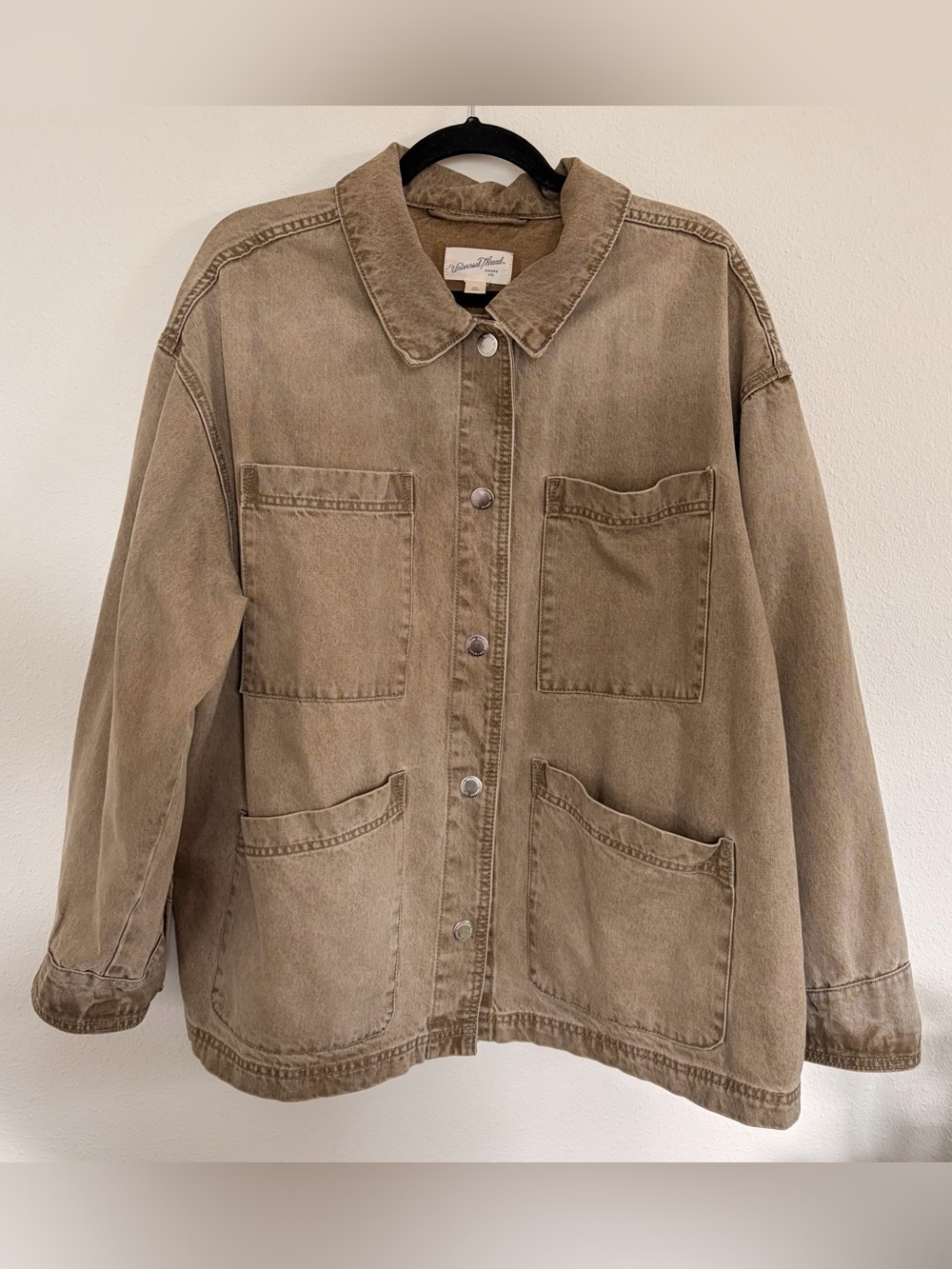 Universal Thread Neutral Taupe Oversized Utility Jean Jacket